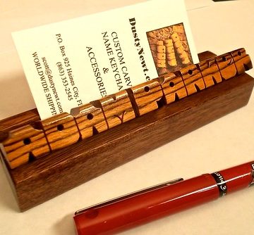 Desk Name / Card Holder in Bocote and Walnut