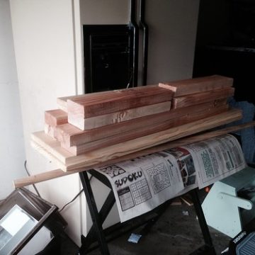 Lumber and boards for a folding workbench