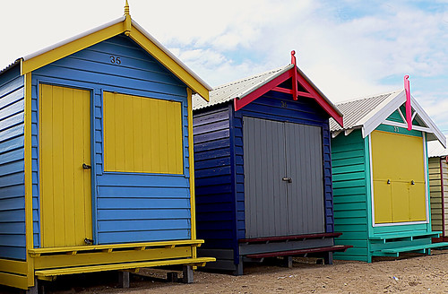 Bathing Boxes. Port Phillip Bay. Aust.