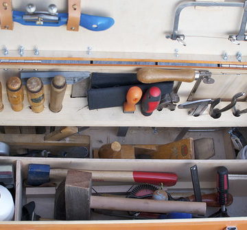 Tool chest tray out