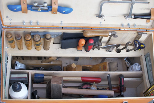 Tool chest tray out