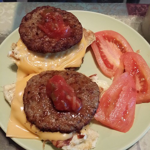 No excuses November.  Paleo and following the #wheatbelly diet can be fun and easy.  Grilled sausage patties as my buns between egg whites and cheese.  #flawless #grilling #foodporn #biggreenegg #fitspo #fitfam #shredded #beastmode #npc #keto #lchf #lowca