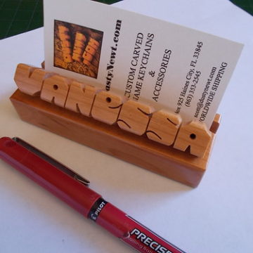 Cherry Wood Desk Name / Business Card Holder