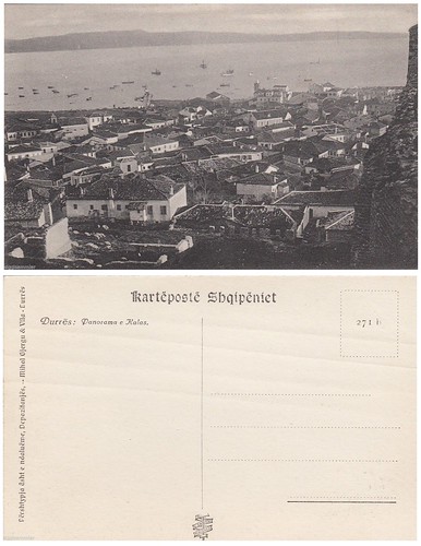 PAMJE PANORAMIKE NGA KALAJA DURRES. KARTOLINE VINTAGE. E STAMPUAR NGA MIHAL GJERGU & VLLA - DURRES.