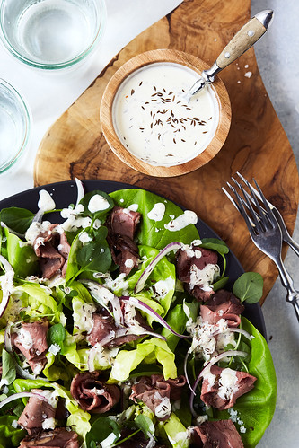 Beef on Week Salad with Horseradish Caraway Dressing Paleo, Keto, Whole30