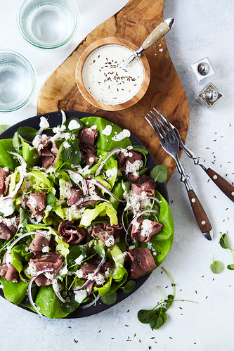 Beef on Week Salad with Horseradish Caraway Dressing Paleo, Keto, Whole30