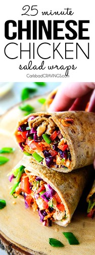 25 MINUTE CHINESE CHICKEN SALAD WRAPS ARE YOUR FAVORITE CHINESE SALAD IN QUICK, FRESH, CRUNCHY PORTABLE WRAP FORM!