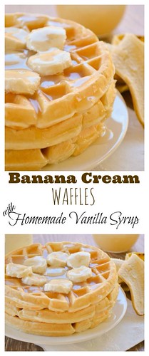 Banana Cream Waffles with Homemade Vanilla Syrup