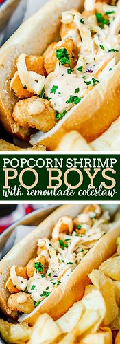 POPCORN SHRìMP PO BOYS WìTH REMOULADE COLESLAW