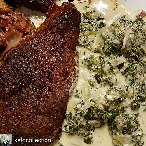 Reposted from @ketocollection - Dinner: smoked pork steak and creamed spinach #keto #ketofood #ketomeals #ketomealplan #ketolunch #ketobreakfast #ketodinner #eatmorefat #fatforfuel #lowcarb #highfat #keto #ketofood #ketomeals #ketomealplan #ketolunch #ket