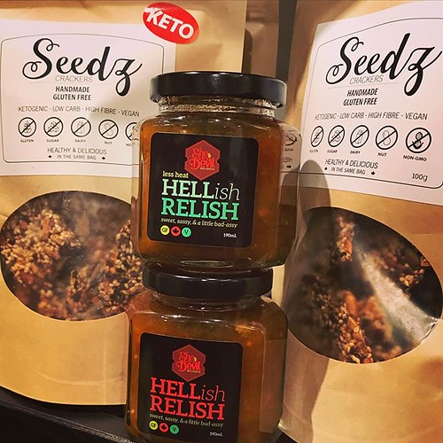 Eating healthy? Pop in and sample a vegan keto cracker you’re going to love! Gluten free and made only with seven seeds. Also sugar free, dairy free, nut free and GUILT FREE! Oh, and it pairs perfectly with our best selling Hellish Relish! Sample both tod