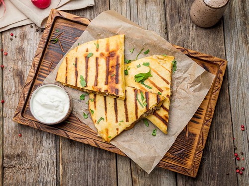 Southwestern Bison Quesadilla With Cilantro Cream Sauce - Beck & Bulow