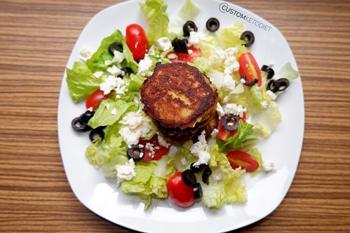 9 Crab Cakes and Feta Cheese salad