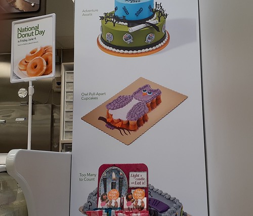 From top to bottom (and see photo note @ donuts on left): poor class of 2020 graduated and all they got was that crummy cake! Owl pull-apart cake (center) seems a bit morbid, and the bottom: