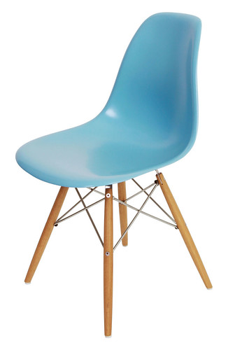 Blue Eiffel Chair with Wooden Legs