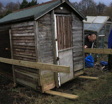 Starting to move the shed.