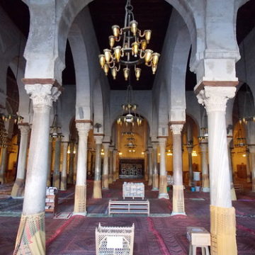 The Columns of Uqba Mosque also known as the Great Mosque of Kairouan, Tunisia - December 2013