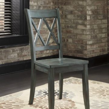 Mestler Collection Antique Blue Finish Wooden Dining Side Chair (Set Of 2)