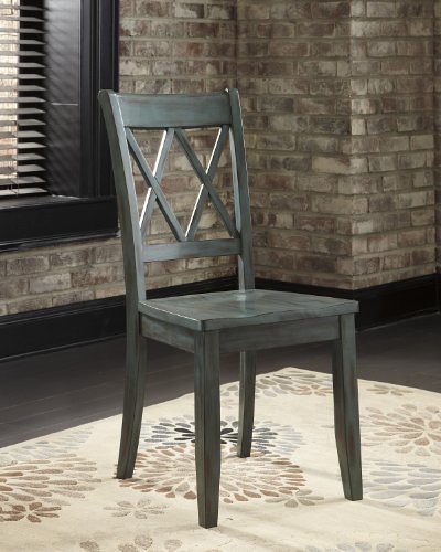 Mestler Collection Antique Blue Finish Wooden Dining Side Chair (Set Of 2)