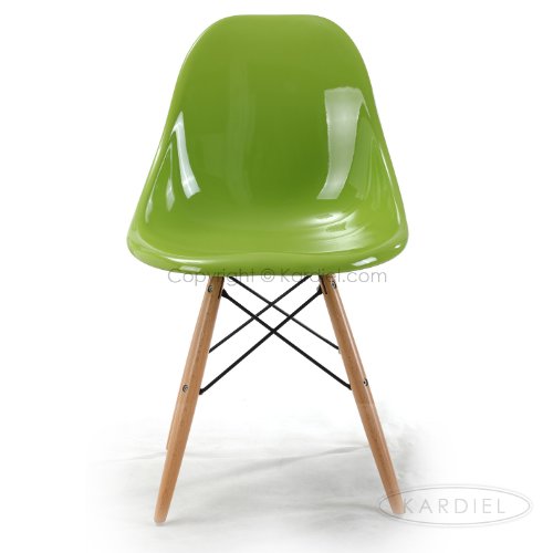 Kardiel 1948 Eiffel Base Molded ABS Chair, Lime Green / Wooden Legs