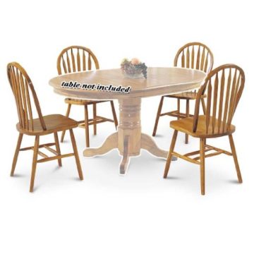 OAK Finish Kitchen Wooden Dining Chairs Set of 4 Arrow Sculpted Legs