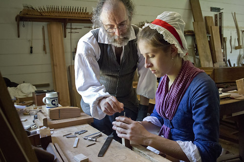 Colonial Williamsburg Virginia Va. Cabinet Shop Cabinetmaker fine furniture  17th century master craftsman cabinets tools lath wood working woodworking craft