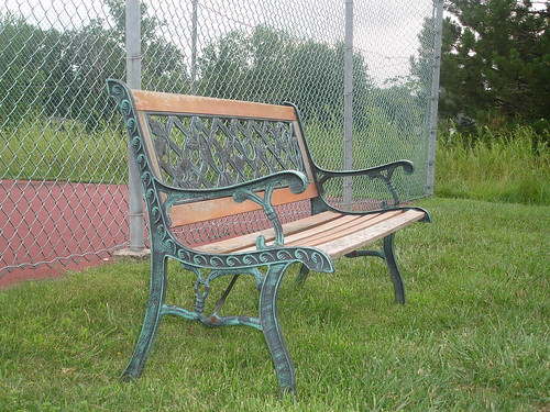 Chair outside the tennis court