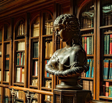 Lea Library Statue & Woodwork