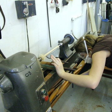 working the lathe