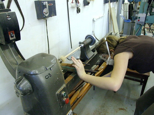 working the lathe