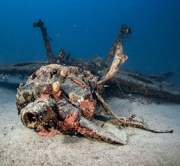 The messerschmitt 109 wreck of mediterranean sea.