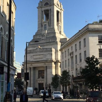 Grand Masonic Temple, Autumn morning in Covent Garden, London