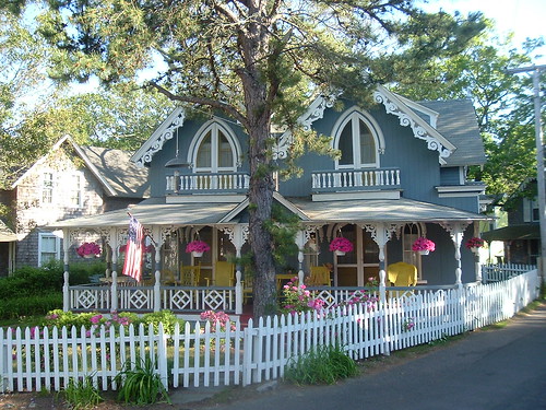 blue methodist camp cottage in oak bluffs