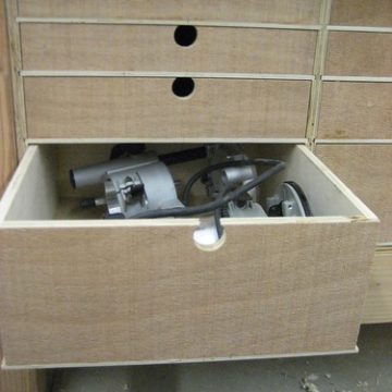 Router Drawer in Workbench Cabinet