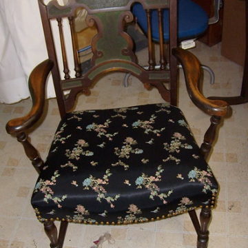 Wooden Chair with black silk