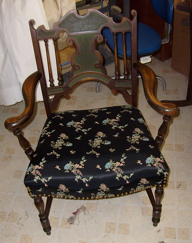 Wooden Chair with black silk