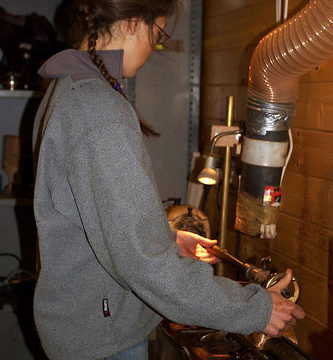 Gwenn at the lathe