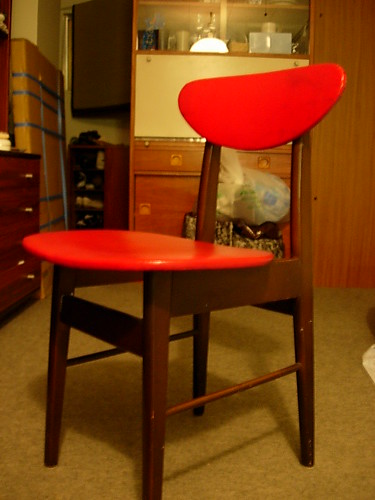 Red wooden chair