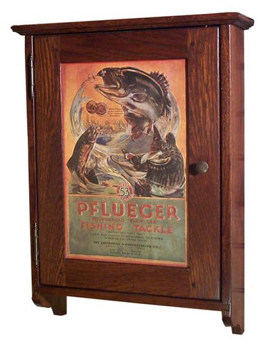 Oak Cabinet w/ vintage tin ad