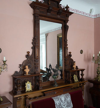 Antique mirror with fine woodworking