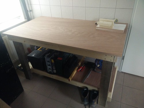 My first woodworking project done. Tada.  A workbench. :)  #wood #woodworking #workbench