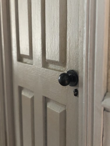 Dollhouse door, knob, and key hole