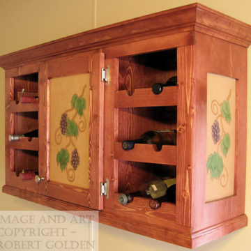 Wine Cabinet with Tooled Leather Panels