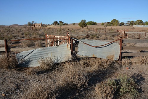 View of Eurelia township from the abandoned sheep yards at the railway station precinct, Flinders Ranges South Australia