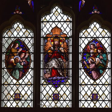 Christ in Majesty flanked by angels (Charles Clutterbuck, 1867)