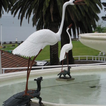 Detail of the Stork and Tortoise Dragon Art Deco Fountain - Eastern Beach, Geelong