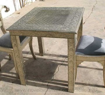 Silver Emboss Restaurant Table with Regency Chairs