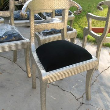 Silver Emboss Regency Chair with Ram Heads