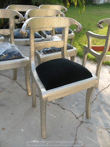 Silver Emboss Regency Chair with Ram Heads