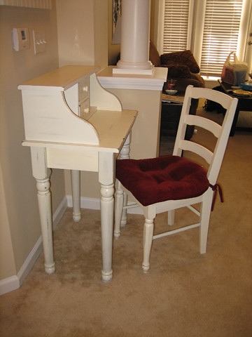 Furniture 1: White Wooden Secretary & Chair